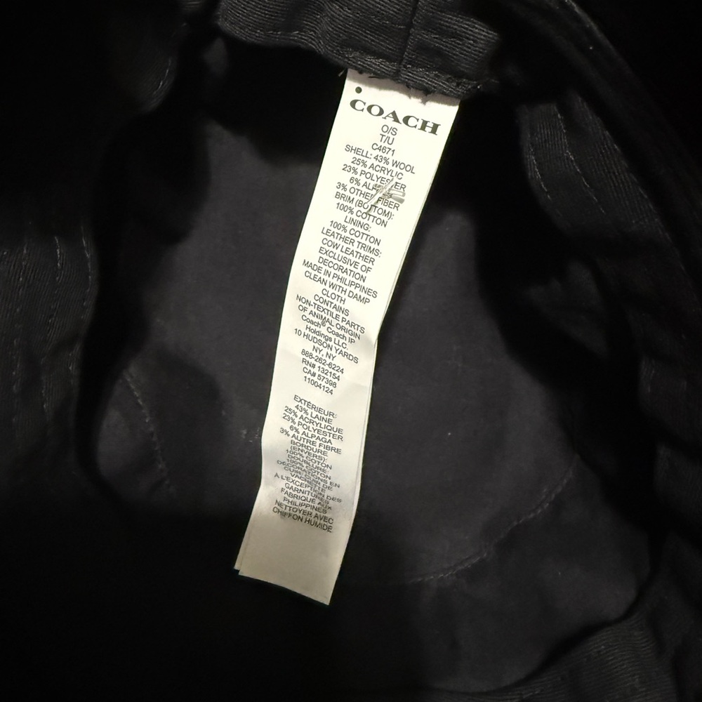 Coach Textured Black Tweed Bucket Hat with Leather 'C' Patch - Picture 3 of 5